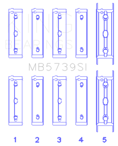 King Engine Bearings Subaru Ej20/Ej22/Ej25 Housing Bore + .002 (Size +0.25mm) Main Bearing Set