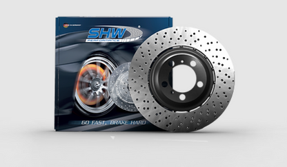 SHW 2022 Audi S3 2.0L Front Cross-Drilled Lightweight Brake Rotor (5WA615301A)