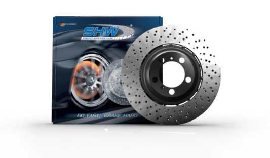 SHW 22-25 Porsche 718 Cayman GT4 RS Left Rear Cross-Drilled Lightweight Brake Rotor (9GT615601E)