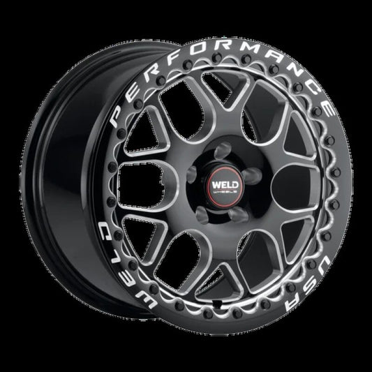 Weld Solana Beadlock 17x10 / 5x115 BP / ET30 / 78.1mm Bore - Gloss Black MIL DIA Wheel