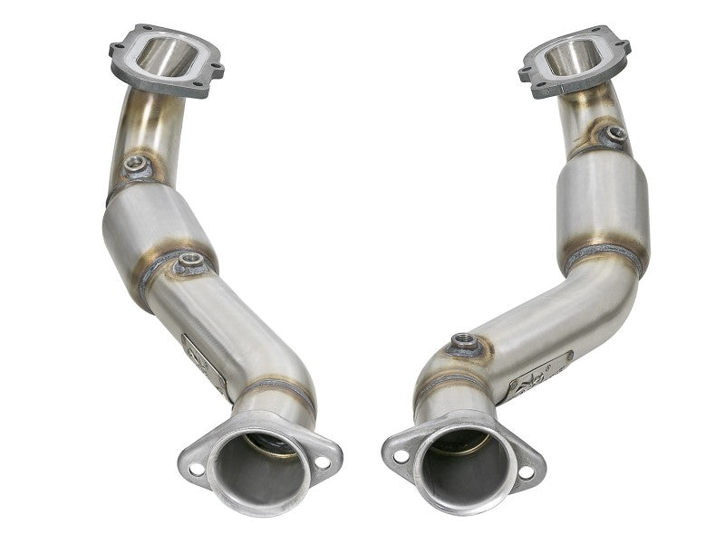 aFe POWER 14-18 Chevrolet Corvette C7 & Z06 Twisted Steel 3in 304 Stainless Steel Mid Pipe w/ Cat