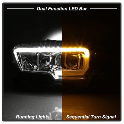 xTune 16-18 Toyota Tacoma SR/SR5 DRL Projector Headlights w/Turn Signal - Chrm (PRO-JH-TTA16-SR-C)