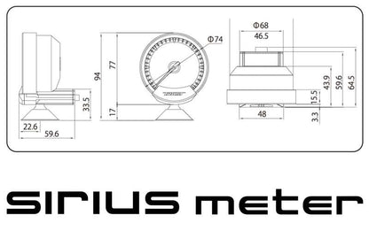 GReddy Sirius Meter - Turbo Boost 74mm Analog Display Gauge (w/Boost Sensor & Harness Set)