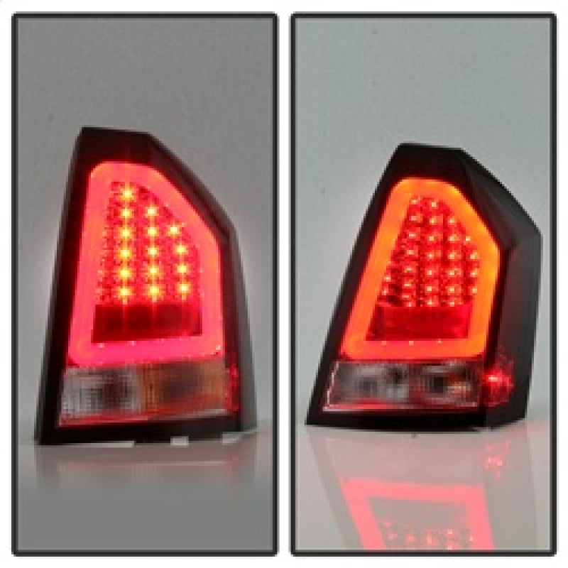 Spyder 05-07 Chrysler 3000C Version 2 Light Bar LED Tail Lights - Red Clear (ALT-YD-C305V2-LED-RC)