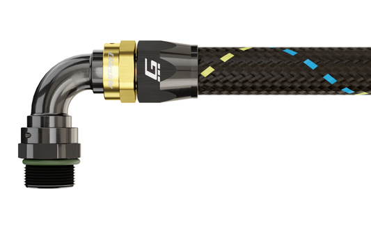 GReddy AN06 90 DEGREE ORB MALE BLACK/GOLD ANODIZED