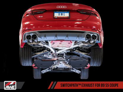 AWE Tuning Audi B9 S5 Coupe SwitchPath Exhaust w/ Chrome Silver Tips (90mm)