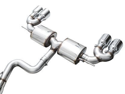 AWE Tuning MK8 Volkswagen Golf R 3in Touring Edition Quad Exhaust - Chrome Silver Tips