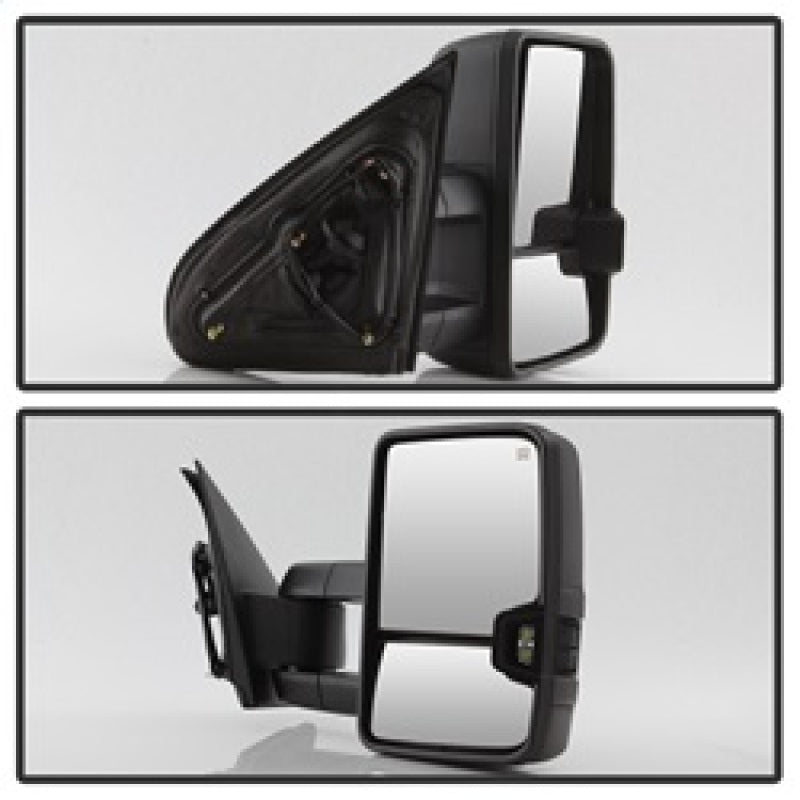 xTune Chevy Silverado 14-16 Heated Smoke LED Signal Telescoping Mirrors MIR-CSIL14S-G2-PWH-SM-SET