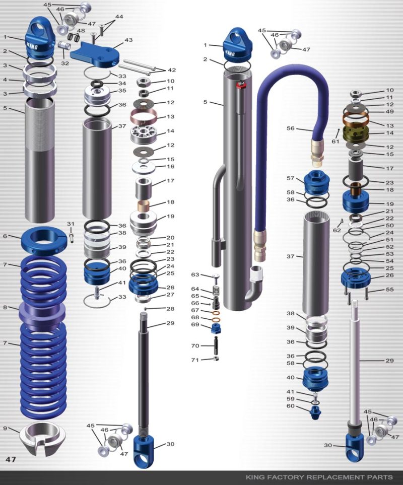 King Shocks Smooth Res Cyl Assembly 2.0 PR 8in Long 2.0in OD Thread & Snap Ring Groove