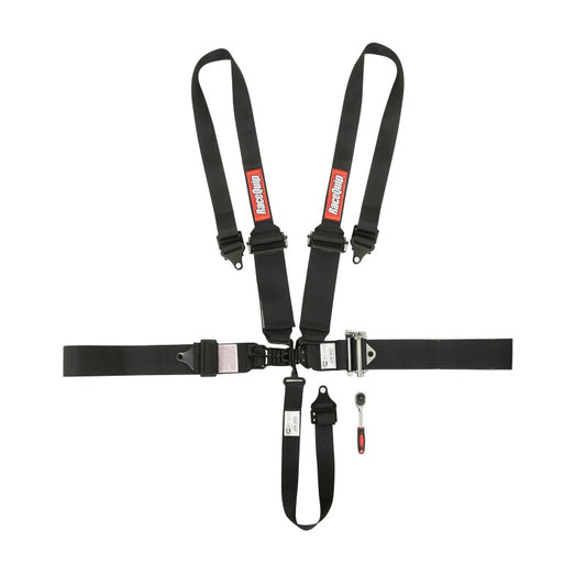 RaceQuip L & L 5pt Ratchet HNR Harness Black