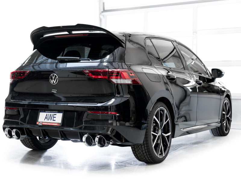 AWE Tuning MK8 Volkswagen Golf R 3in Touring Edition Quad Exhaust - Chrome Silver Tips