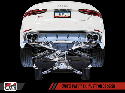 AWE Tuning Audi B9 S5 Sportback SwitchPath Exhaust - Non-Resonated (Silver 90mm Tips)