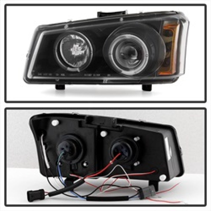 Spyder Chevy Silverado 1500 03-06 Projector LED Halo LED Amber Reflector Blk PRO-YD-CS03-AM-BK