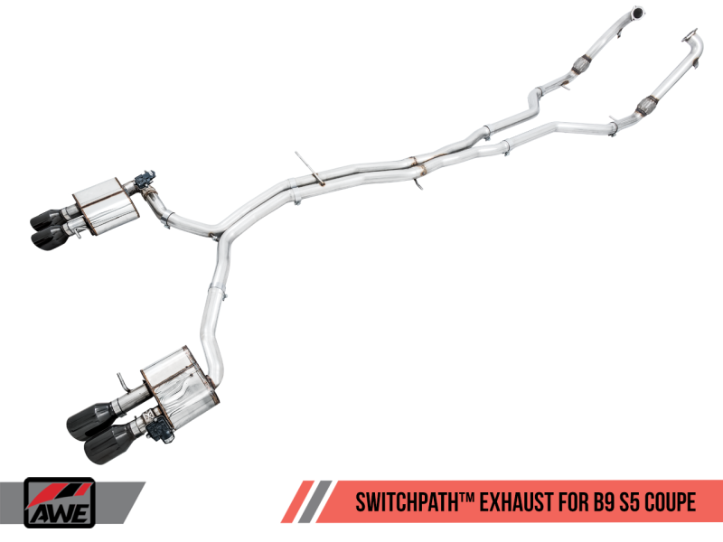 AWE Tuning Audi B9 S5 Coupe SwitchPath Exhaust w/ Black Diamond Tips (102mm)