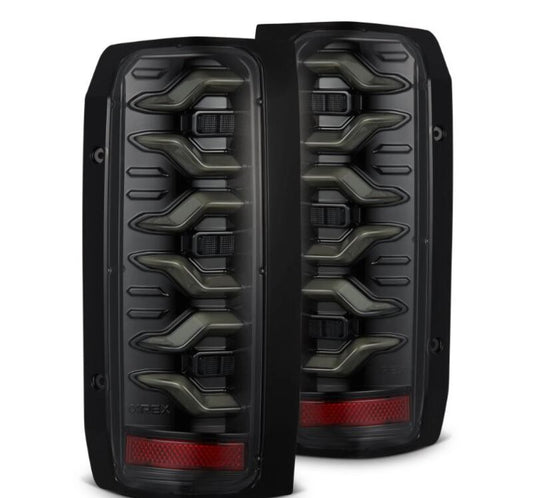 AlphaRex 87-96 Ford Bronco/F-150 Luxx-Series LED Tail Lights - Alpha-Black