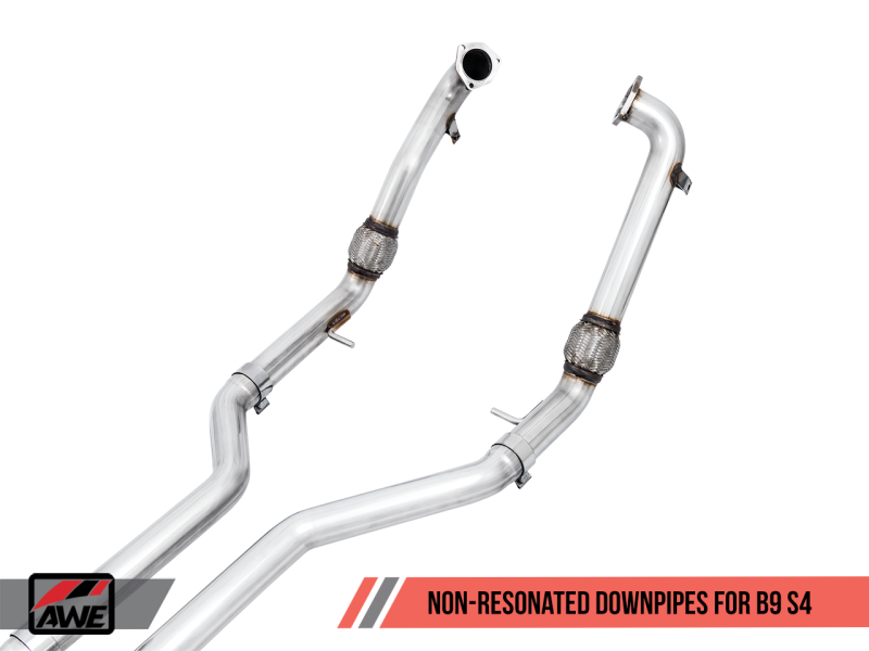 AWE Tuning Audi B9 S4 Track Edition Exhaust - Non-Resonated (Silver 102mm Tips)