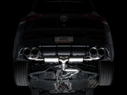 AWE Tuning MK8 Volkswagen Golf R 3in Touring Edition Quad Exhaust - Chrome Silver Tips