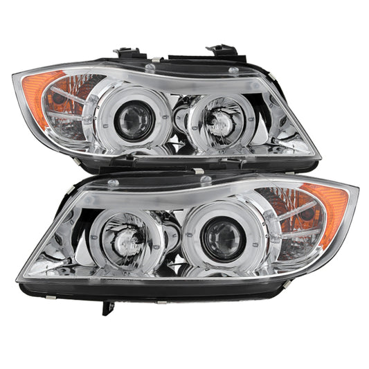 Spyder BMW E90 3-Series 06-08 Projector LED Halo Amber Reflector Rplc Bulb Chrm PRO-YD-BMWE9005-AM-C