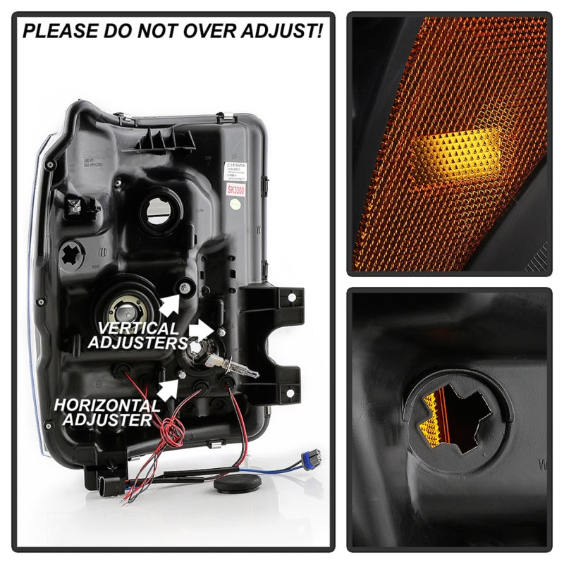 Spyder Ford Super Duty 11-16 Projector Headlights LED Halo DRL All Black PRO-YD-FS11-HL-BKV2