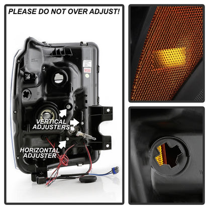 Spyder Ford Super Duty 11-16 Projector Headlights LED Halo DRL All Black PRO-YD-FS11-HL-BKV2