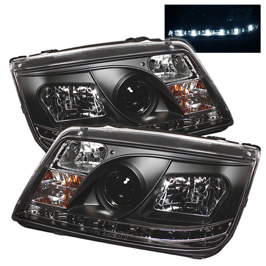 Spyder Volkswagen Jetta 99-05 Projector Headlights DRL Blk PRO-YD-VJ99-DRL-BK