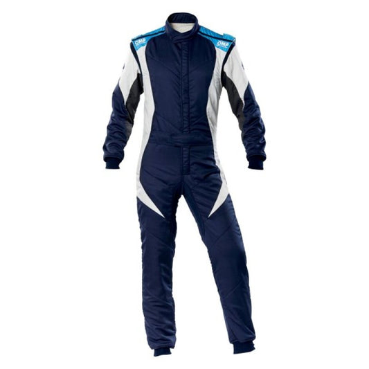 OMP First Evo Suit Navy Blue/Cyan - Size 46 (Fia 8856-2018)