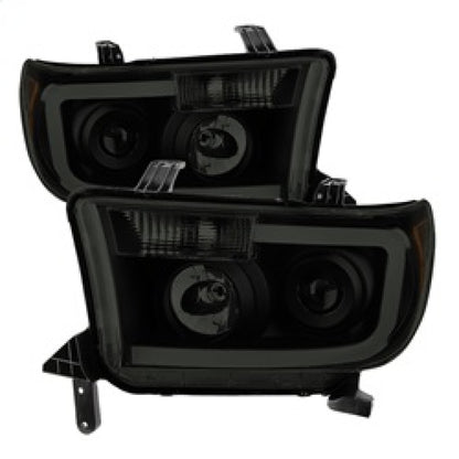 xTune Toyota Tundra 07-13 LED Light Bar Projector Headlights Black Smoked PRO-JH-TTU07-LED-BSM