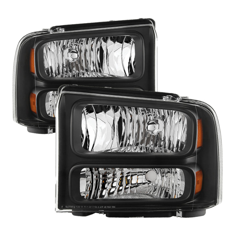 Xtune Ford F250 F350 F450 Superduty Excursion 99-04 Headlights Black HD-JH-FF25099-HA-BK