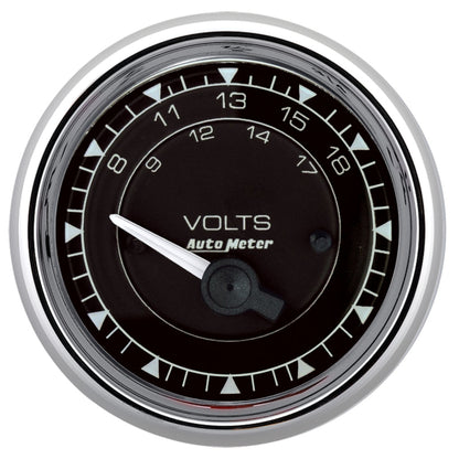 AutoMeter Chrono 2-1/16in 18V Electric Voltmeter Gauge - Chrome