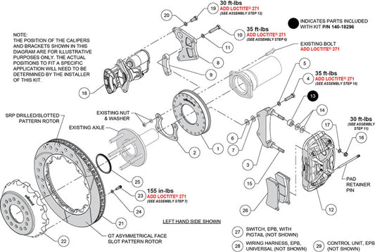 Wilwood kit rear EPB XRS4R big ford new style 2.50 offset 14.00 rotor SRP