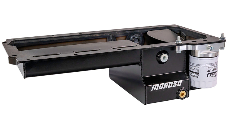 Moroso Dart LS Next Gen 3 Skirted Block Early F-Body Baffled Drain Back Steel Oil Pan - Black