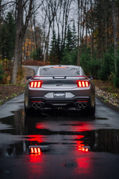 MBRP 2024+ Ford Mustang 5.0L Blk Alum. SS 3in Cat-Back Exhaust w/ Quad Blk Tips (Valve Delete)