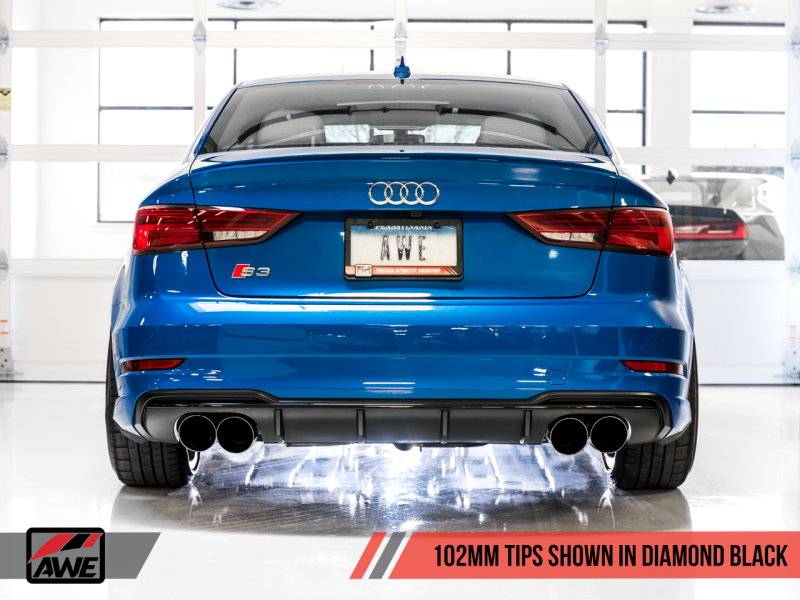 AWE Tuning Audi 8V S3 Track Edition Exhaust w/Diamond Black Tips 102mm