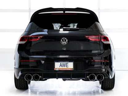 AWE Tuning MK8 Volkswagen Golf R 3in Touring Edition Quad Exhaust - Chrome Silver Tips