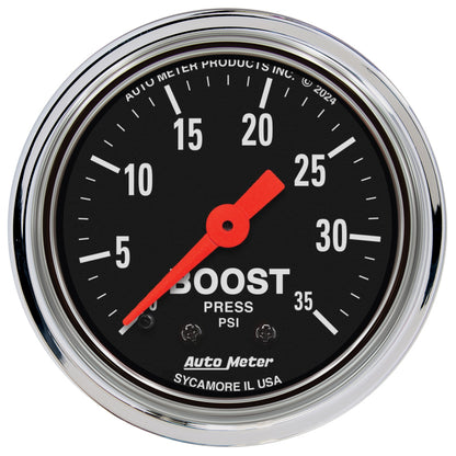 AutoMeter Gauge Boost 2-1/16in. 35 PSI Mechanical Traditional Chrome