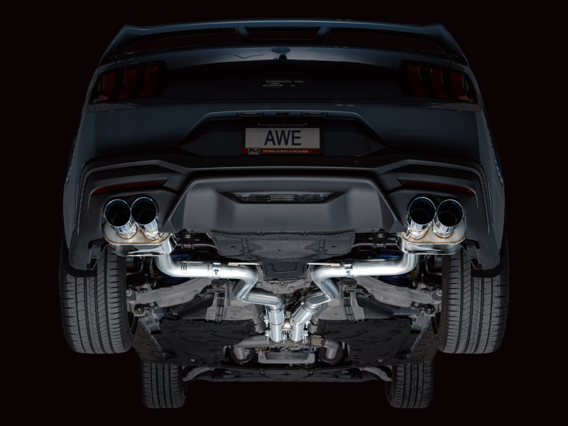 AWE 2024 Ford Mustang GT Fastback S650 RWD SwitchPath Cat-Back Exhaust w/ Quad Chrome Silver Tips