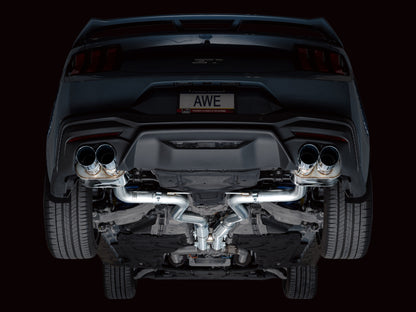 AWE 2024 Ford Mustang GT Fastback S650 RWD SwitchPath Cat-Back Exhaust w/ Quad Chrome Silver Tips