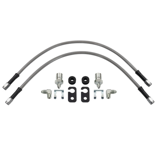 Wilwood flexline kit 18IN OAL M12X1.0 IF 90 deg 1/8-27 NPT -3 W/FLAT bracket