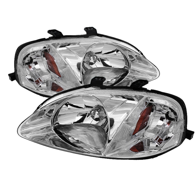 Xtune Honda Civic 99-00 Amber Crystal Headlights Chrome HD-JH-HC99-AM-C