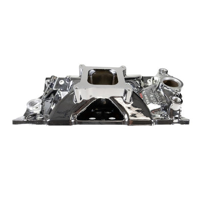 Edelbrock Chevy SB Victor Jr. 23 Degree Intake Manifold - Chrome Plasma Finish