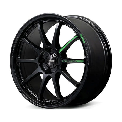 Gram Lights 57NR LIMITED II 18x7.5 +45 5-100 Semigloss Black Wheel w/ Black Cap/Stickers/Air Valve