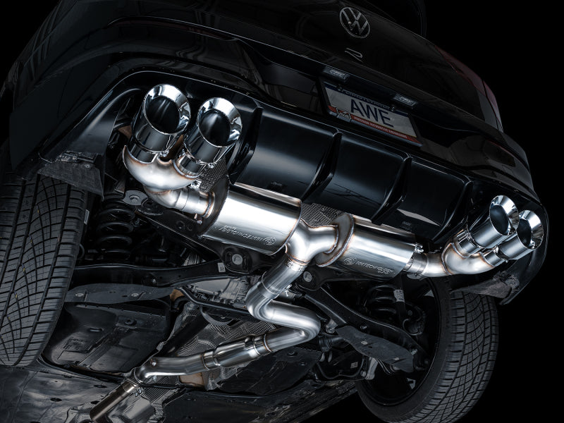 AWE Tuning MK8 Volkswagen Golf R 3in Touring Edition Quad Exhaust - Chrome Silver Tips