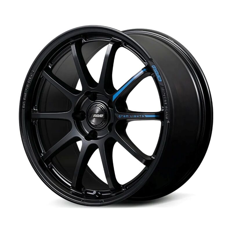 Gram Lights 57NR LIMITED II 18x8.5 +45 5-112 Semigloss Black Wheel w/ Black Cap/Stickers/Air Valve