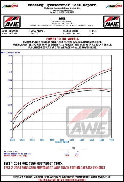 AWE 2024 Ford Mustang GT Fastback S650 RWD SwitchPath Cat-Back Exhaust w/ Quad Chrome Silver Tips