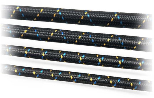 GReddy AN12 REUSABLE HOSE NYLON BRAIDED BLACK/GOLD/BLUE (PRICED PER FOOT)