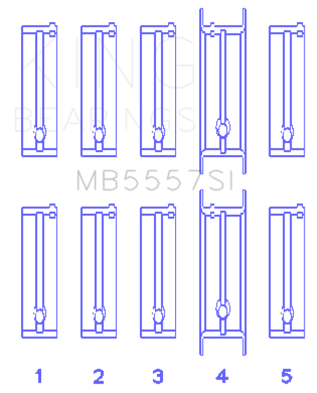 King Engine Bearings ChevrolET 121Ci/Ln2 134Ci (Size +1.0mm) Main Bearing Set