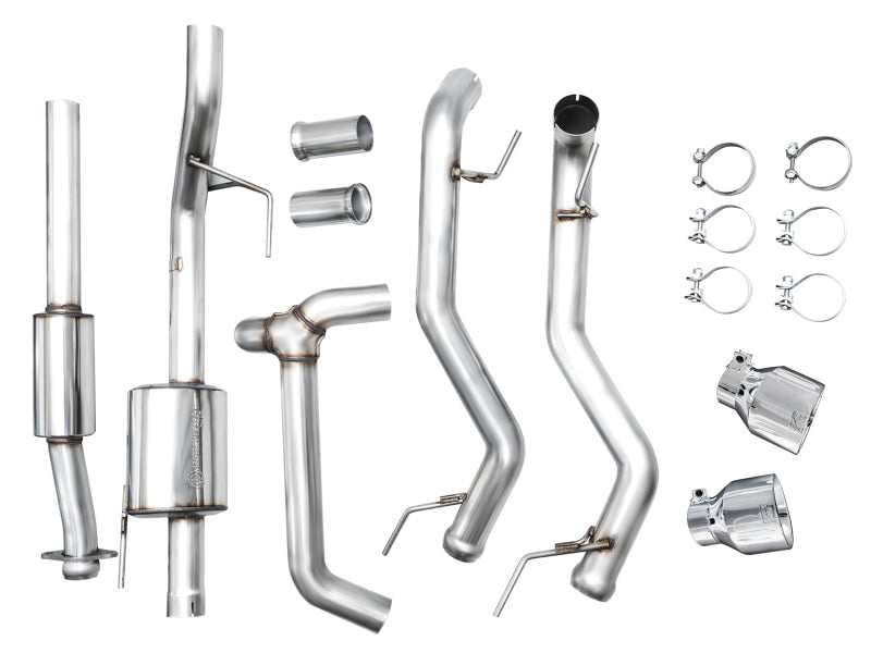 AWE Tuning 2021+ Ford F150 Tremor w/ Bumper Cutouts 0FG Resonated Cat-Back w/ Chrome Silver Tips