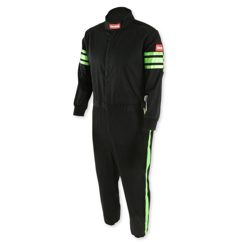 RaceQuip Green Trim SFI-1 JR. Suit - Kids Medium