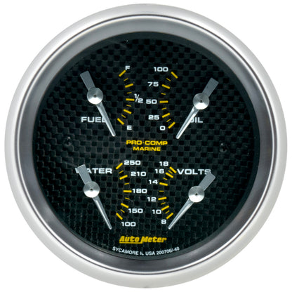 Autometer Marine Carbon Fiber 3-3/8in Gauge - 100PSI