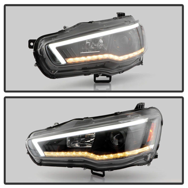 Spyder 08-17 Mitsubishi Lancer EVO 10 Projector Headlights - Black (PRO-YD-ML08V2SI-SEQ-BK)